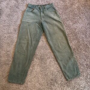 Vintage 90s CORNICHE Green Faded pure cotton high waist Jeans 30x32